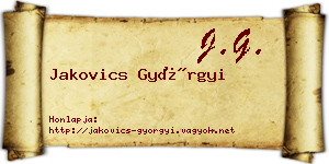 Jakovics Györgyi névjegykártya
